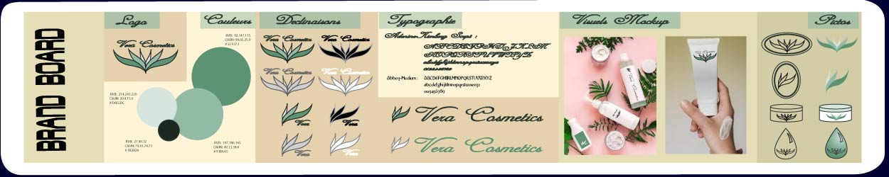 brand board, charte graphique, pour une marque de cosmétiques